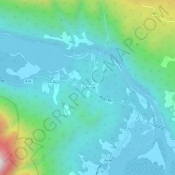 Mapa topográfico Las Termas, altitude, relevo