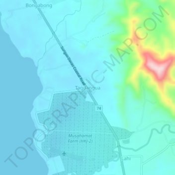 Mapa topográfico Tagdangua, altitude, relevo