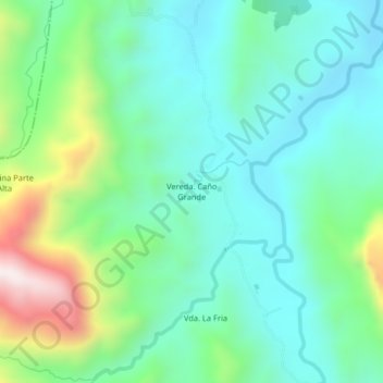 Mapa topográfico Vereda. Caño Grande, altitude, relevo