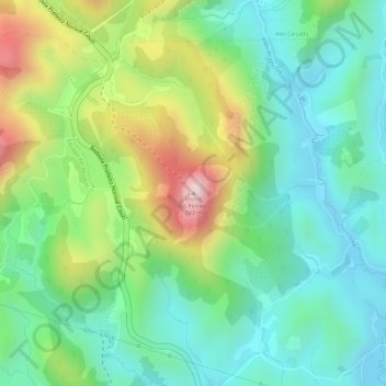 Mapa topográfico Morro dos Pirineus, altitude, relevo