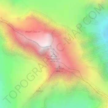 Mapa topográfico Mount Waddington, altitude, relevo