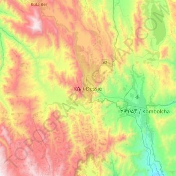 Mapa topográfico Dessie, altitude, relevo