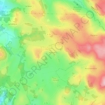 Mapa topográfico Recoules, altitude, relevo