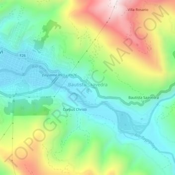 Mapa topográfico Bautista Saavedra B, altitude, relevo