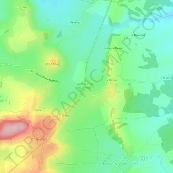 Mapa topográfico La Pouge, altitude, relevo