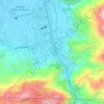 Mapa topográfico Central Pico, altitude, relevo