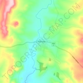 Mapa topográfico Merriwa, altitude, relevo