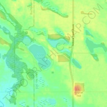 Mapa topográfico Crystal Lake, altitude, relevo
