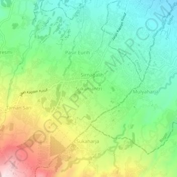 Mapa topográfico Sukamantri, altitude, relevo