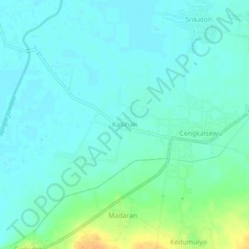Mapa topográfico Kasihan, altitude, relevo