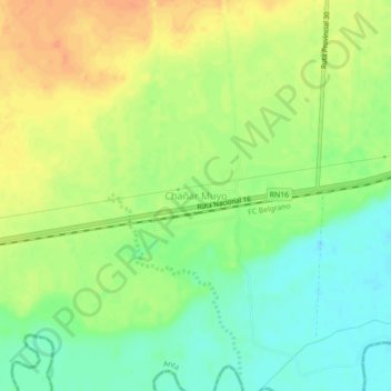 Mapa topográfico Chañar Muyo, altitude, relevo