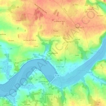 Mapa topográfico Les Maguers, altitude, relevo