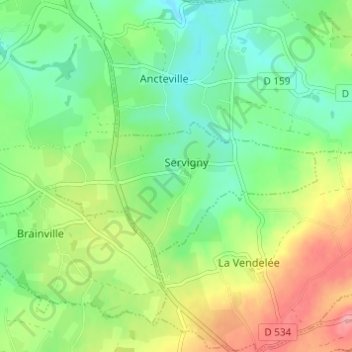 Mapa topográfico Guillot, altitude, relevo