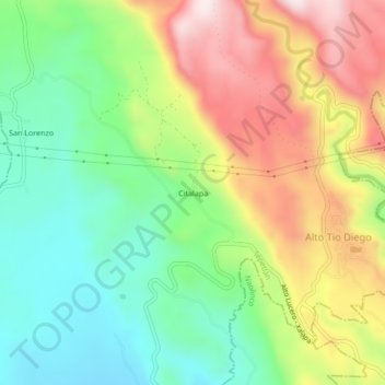 Mapa topográfico Citalapa, altitude, relevo