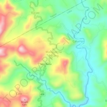 Mapa topográfico Malapad na Parang, altitude, relevo