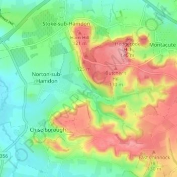 Mapa topográfico Little Norton, altitude, relevo