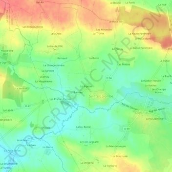Mapa topográfico Le Bignon, altitude, relevo