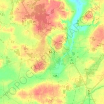 Mapa topográfico Aars, altitude, relevo