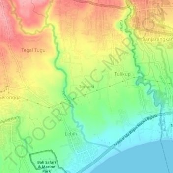 Mapa topográfico Temesi, altitude, relevo