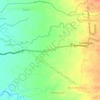 Mapa topográfico Pemienta, altitude, relevo