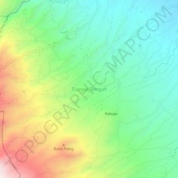Mapa topográfico Tianyar Tengah, altitude, relevo