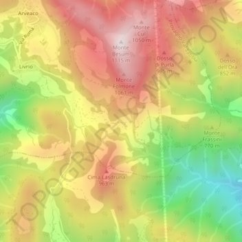 Mapa topográfico Ludrio, altitude, relevo
