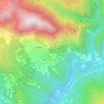 Mapa topográfico Cembroni, altitude, relevo