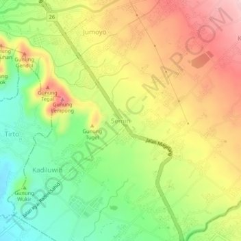 Mapa topográfico Semen, altitude, relevo