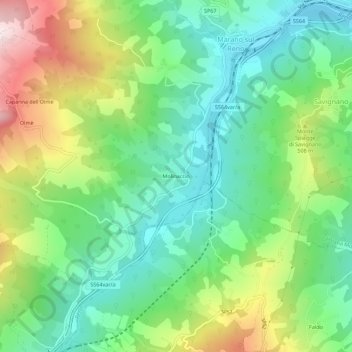 Mapa topográfico Molinaccio, altitude, relevo