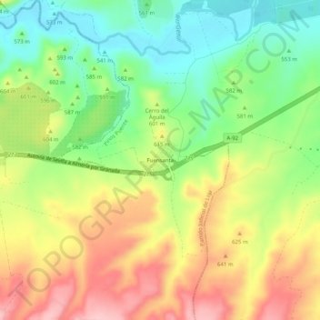 Mapa topográfico Fuensanta, altitude, relevo