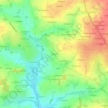 Mapa topográfico La Douve, altitude, relevo