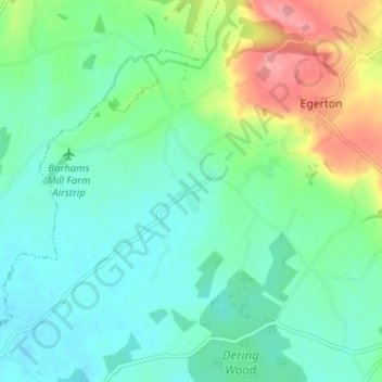 Mapa topográfico Egerton Forstal, altitude, relevo