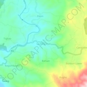 Mapa topográfico Quinoguitan, altitude, relevo
