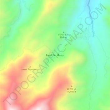 Mapa topográfico Rosal Del Monte, altitude, relevo