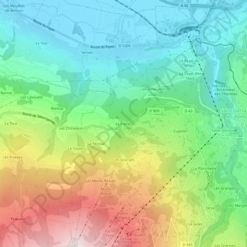 Mapa topográfico Le Fréney, altitude, relevo