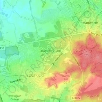 Mapa topográfico Buckler's Park, altitude, relevo