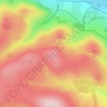 Mapa topográfico Gains Law, altitude, relevo