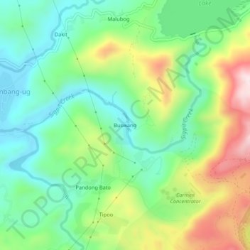 Mapa topográfico Buswang, altitude, relevo