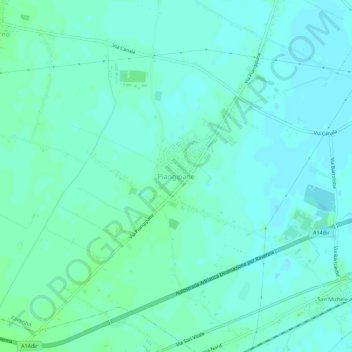Mapa topográfico Piangipane, altitude, relevo