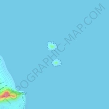Mapa topográfico Mokulua Islands, altitude, relevo