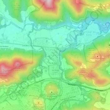Mapa topográfico la Canya, altitude, relevo