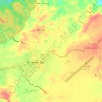 Mapa topográfico Mclain, altitude, relevo