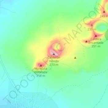 Mapa topográfico Calderón Hondo, altitude, relevo