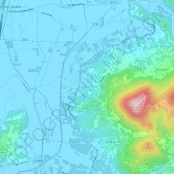 Mapa topográfico Carbonara, altitude, relevo