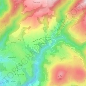Mapa topográfico Ricoutou, altitude, relevo