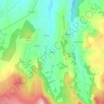 Mapa topográfico La Plane, altitude, relevo