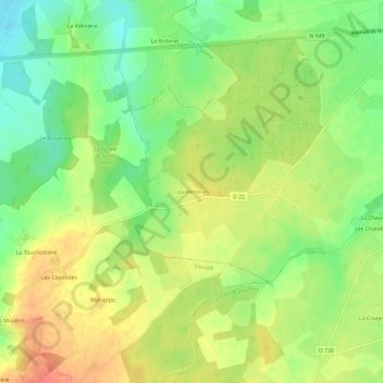 Mapa topográfico La Verrerie, altitude, relevo