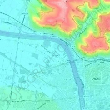 Mapa topográfico Monbusc, altitude, relevo