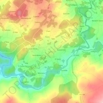 Mapa topográfico Santiso, altitude, relevo