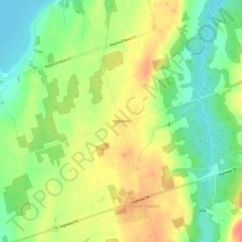 Mapa topográfico Nestleton, altitude, relevo